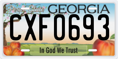 GA license plate CXF0693