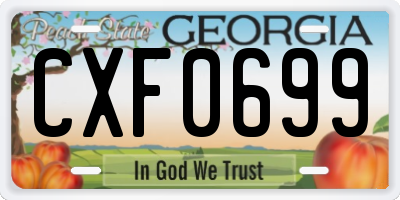 GA license plate CXF0699