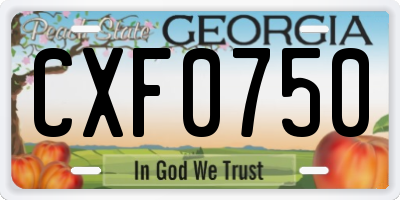 GA license plate CXF0750