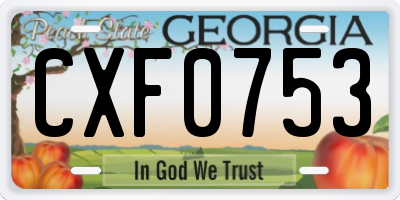 GA license plate CXF0753