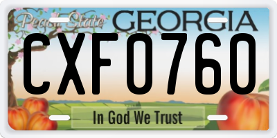 GA license plate CXF0760