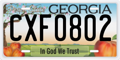 GA license plate CXF0802
