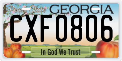 GA license plate CXF0806