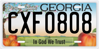 GA license plate CXF0808
