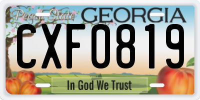 GA license plate CXF0819