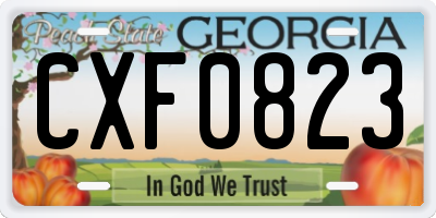 GA license plate CXF0823