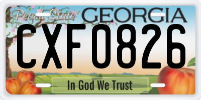 GA license plate CXF0826
