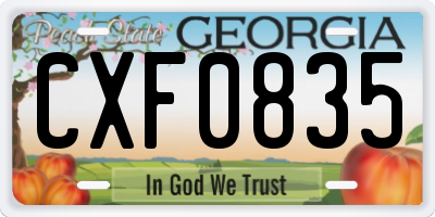 GA license plate CXF0835
