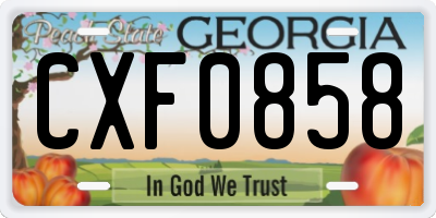 GA license plate CXF0858