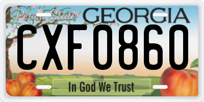 GA license plate CXF0860