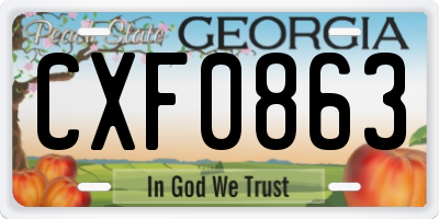GA license plate CXF0863
