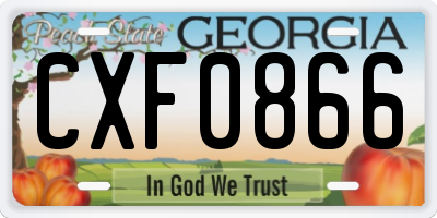 GA license plate CXF0866