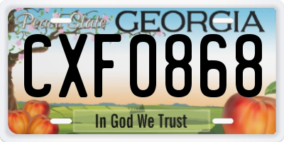 GA license plate CXF0868