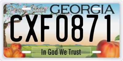 GA license plate CXF0871