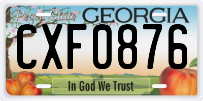 GA license plate CXF0876