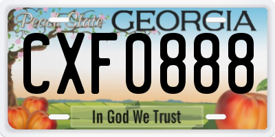 GA license plate CXF0888