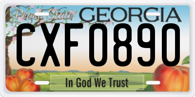 GA license plate CXF0890