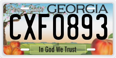 GA license plate CXF0893
