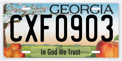 GA license plate CXF0903