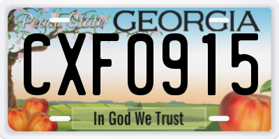 GA license plate CXF0915