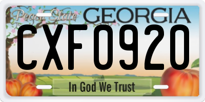 GA license plate CXF0920