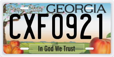 GA license plate CXF0921
