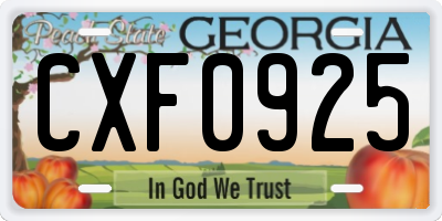 GA license plate CXF0925