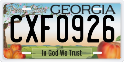 GA license plate CXF0926