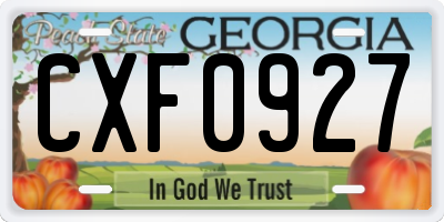 GA license plate CXF0927