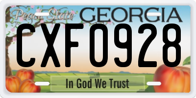 GA license plate CXF0928