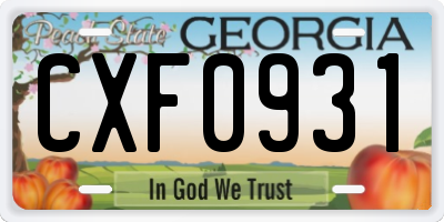 GA license plate CXF0931