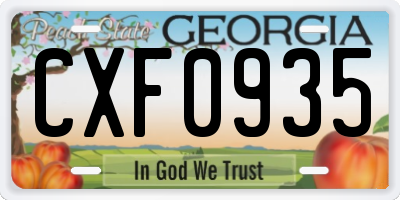 GA license plate CXF0935
