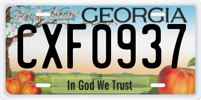 GA license plate CXF0937