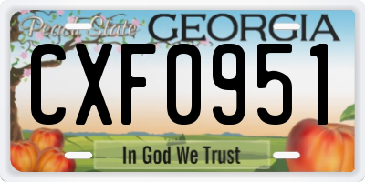 GA license plate CXF0951