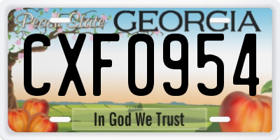 GA license plate CXF0954