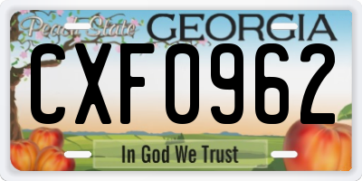 GA license plate CXF0962