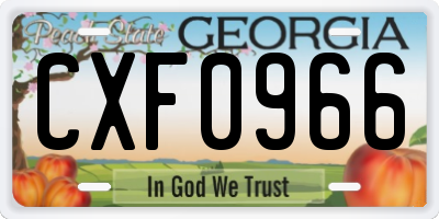 GA license plate CXF0966