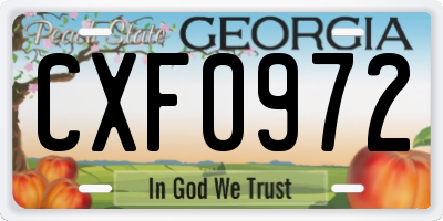 GA license plate CXF0972
