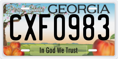 GA license plate CXF0983