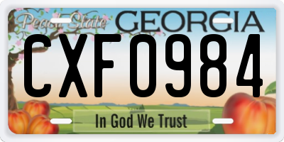 GA license plate CXF0984