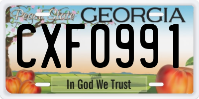 GA license plate CXF0991