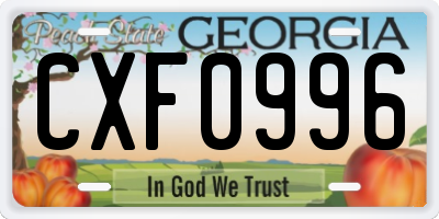 GA license plate CXF0996