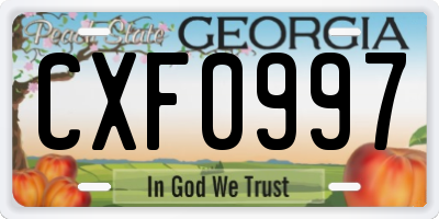 GA license plate CXF0997