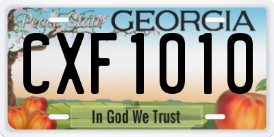 GA license plate CXF1010
