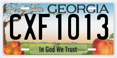GA license plate CXF1013