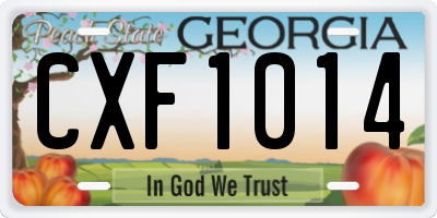 GA license plate CXF1014