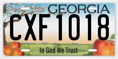 GA license plate CXF1018