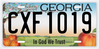 GA license plate CXF1019