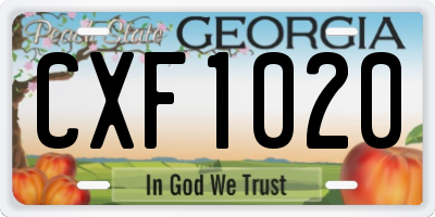 GA license plate CXF1020