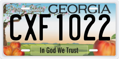 GA license plate CXF1022